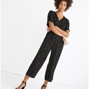 NWT Madewell Front Draped Waisted Relaxed Jumpsuit Dot Jacquard